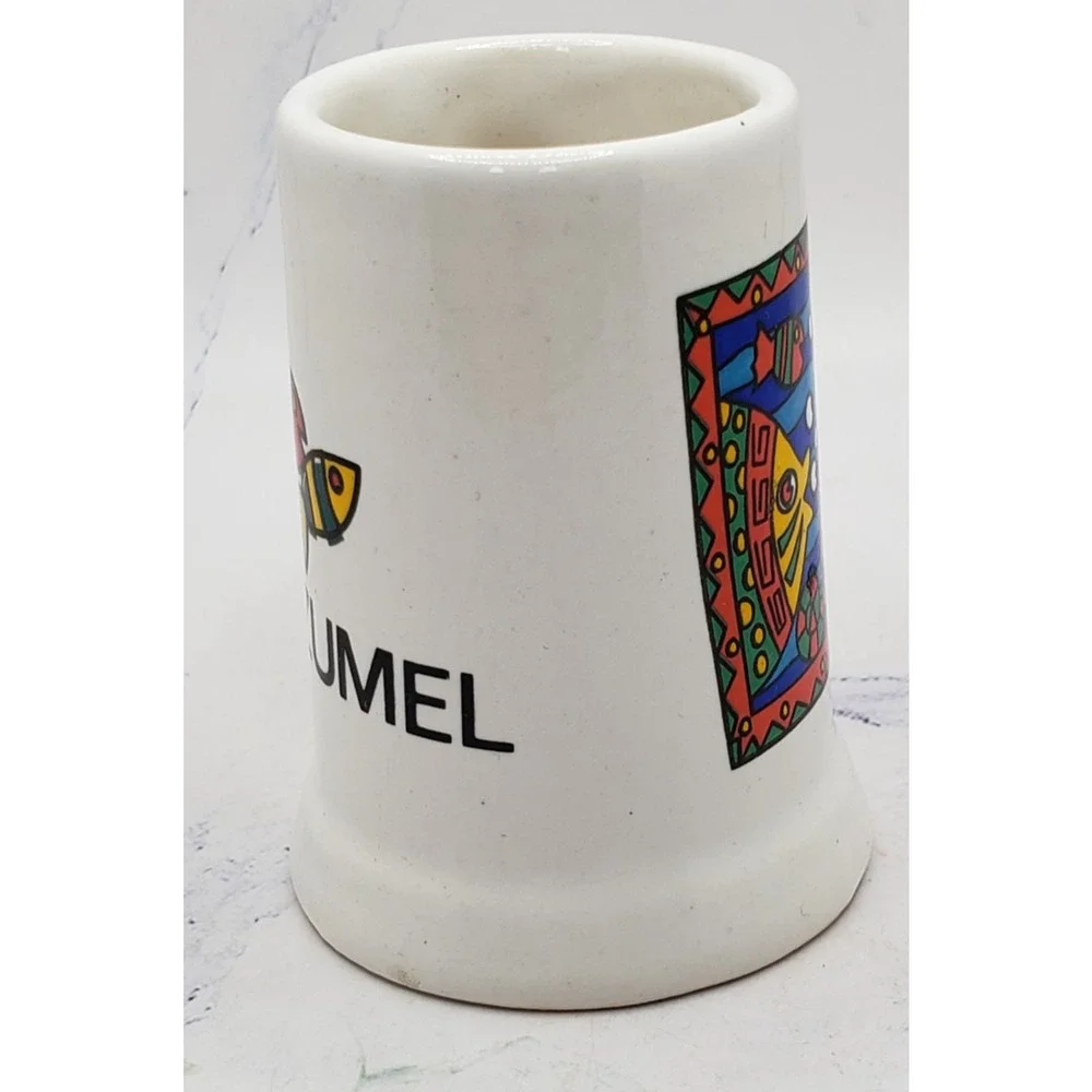 Cozumel Mexico Souvenir Miniature White Ocean Vintage Ceramic Toothpick Holder